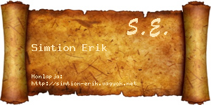 Simtion Erik névjegykártya